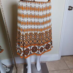 Nicole Orange and Cream A-Line Skirt
